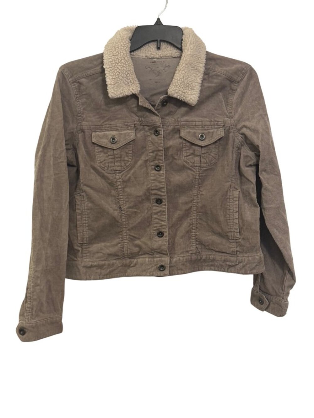 Sonoma Womens Brown Corduroy Sherpa-Lined Jacket XL Button-Front